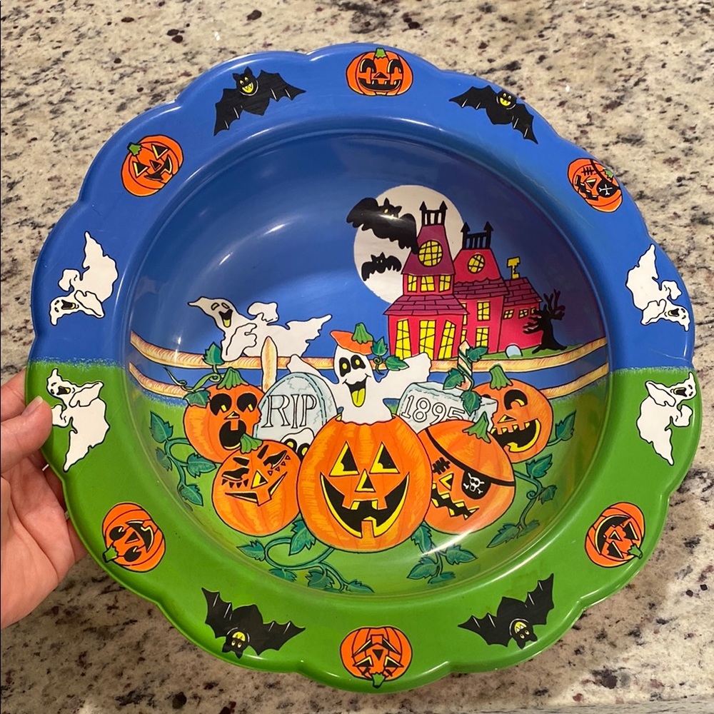Vintage 80s Ullman Halloween Trick Or Treat Bowl Pumpkin Patch Plastic